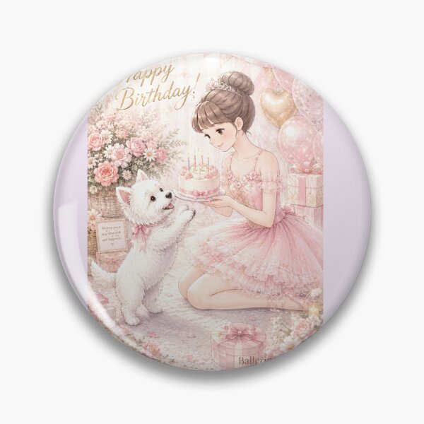 Item preview, Ballerina & Westie — Happy Birthday | Anime Watercolor Illustration designed and sold by ballerinadogs.