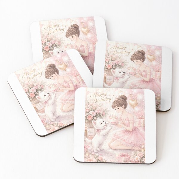 Item preview, Ballerina & Westie — Happy Birthday | Anime Watercolor Illustration designed and sold by ballerinadogs.