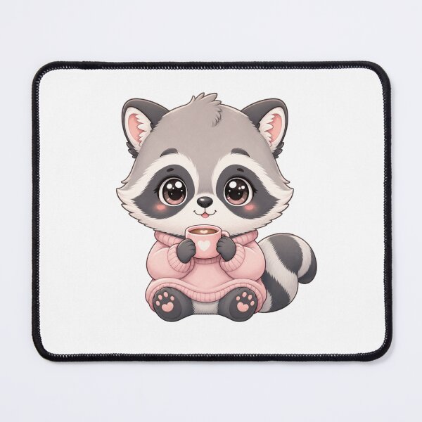 Item preview, Cute Kawaii Raccoon Holding Mug — Pastel Animal Sticker, Phone Case & Mug Design designed and sold by Ashley critters.