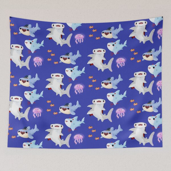 Item preview, Kawaii Cute Pastel Sharks & Jellyfish | Spooky shark designed and sold by AuntieHanHan.