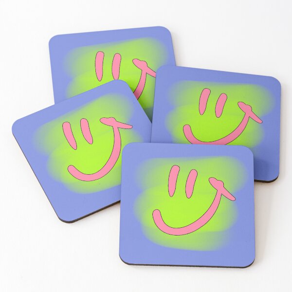 Item preview, Pink Smiley Face Neon Green Background Kawaii designed and sold by AstronautMerch.