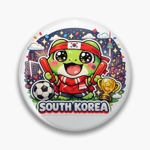 Item preview, Kawaii Frog Soccer Fan Korea Sticker designed and sold by Cozy404Lab.