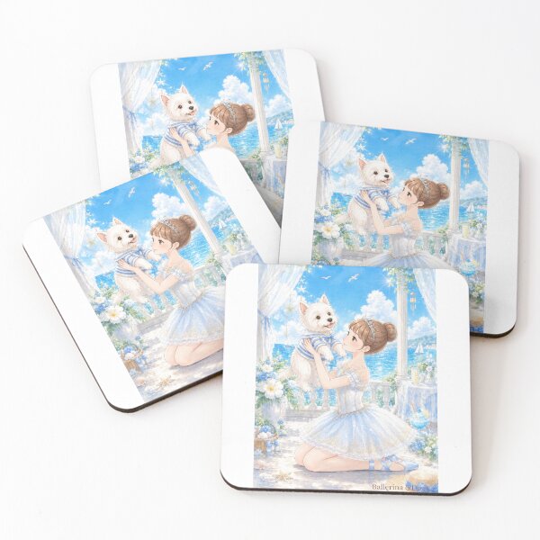 Item preview, Ballerina & Westie — Summer Ocean | Anime Watercolor Illustration designed and sold by ballerinadogs.