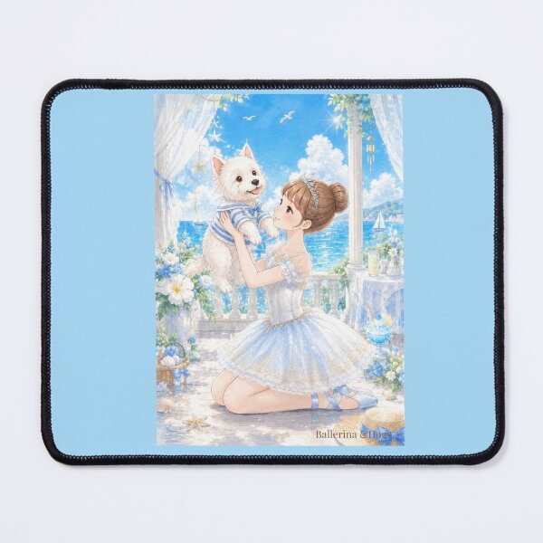 Item preview, Ballerina & Westie — Summer Ocean | Anime Watercolor Illustration designed and sold by ballerinadogs.