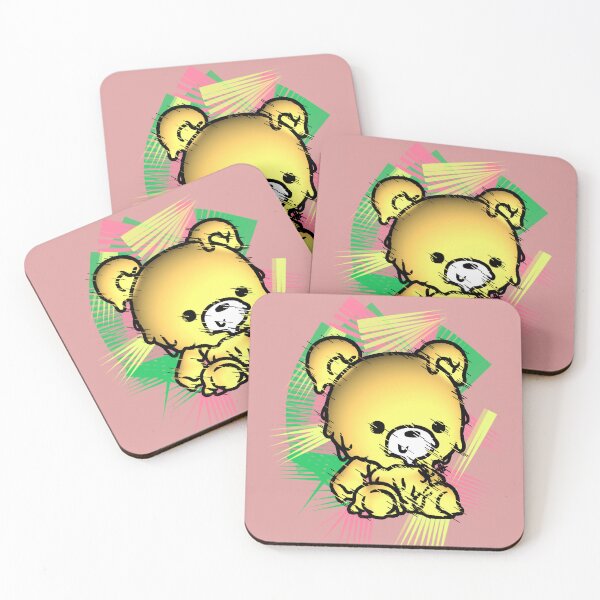 Item preview, Kawaii Melting Yellow Bear Neon Pop Art Background designed and sold by AstronautMerch.