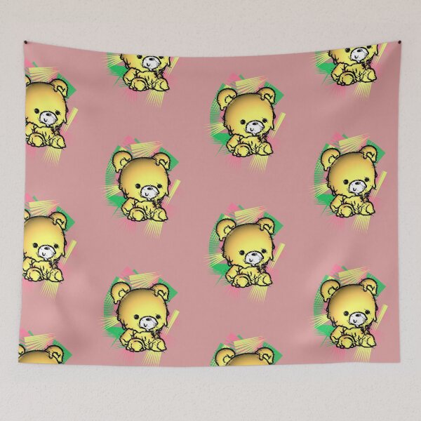 Item preview, Kawaii Melting Yellow Bear Neon Pop Art Background designed and sold by AstronautMerch.