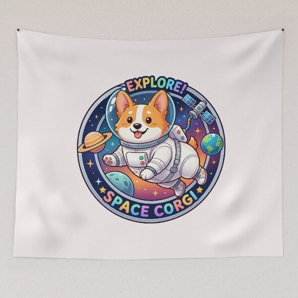 Item preview, Cute Astronaut Dog Floating in Space in white background designed and sold by Nosyla Ink.