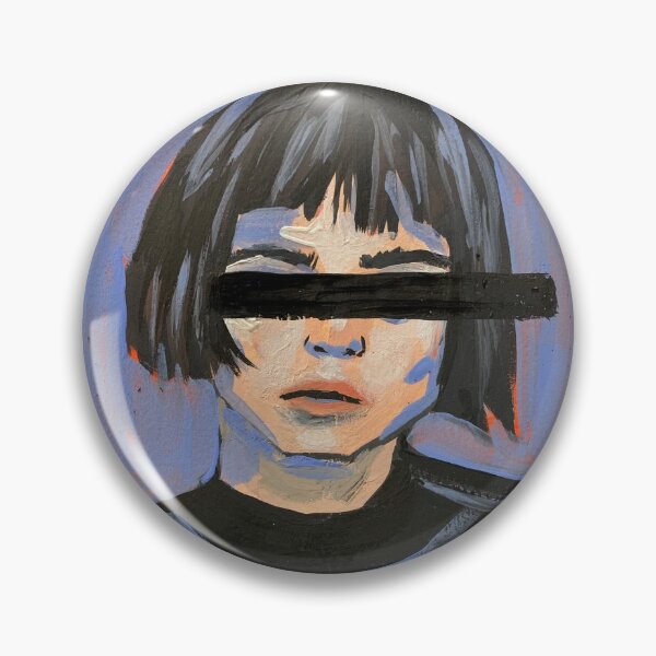 Item preview, Edgy Acrylic Portrait Painting with Black Bar Censored Eyes designed and sold by lydiacosyart.