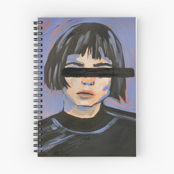 Item preview, Edgy Acrylic Portrait Painting with Black Bar Censored Eyes designed and sold by lydiacosyart.