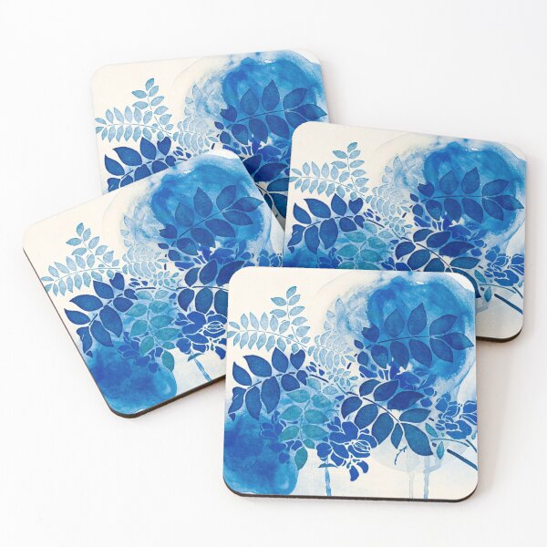 bouquet bleu abstrai/abstract blue bouquet Coasters (Set of 4)