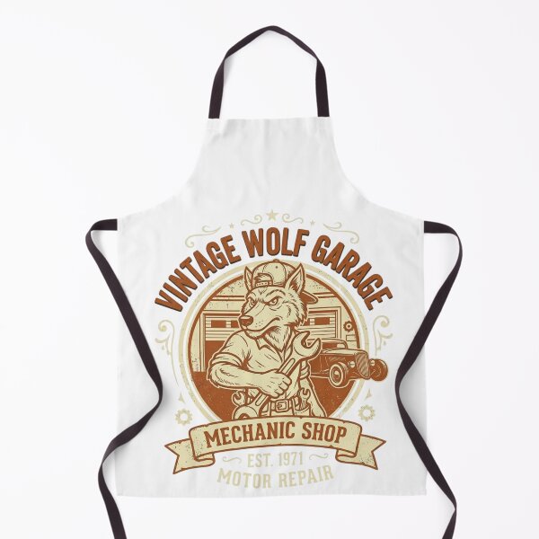 Item preview, Vintage Wolf Garage Mechanic Retro T-Shirt Design designed and sold by RelateAndTee.