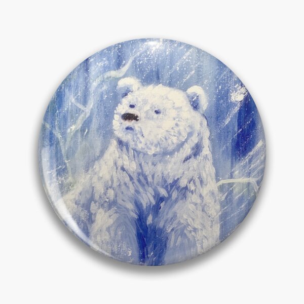 Item preview, Acrylic Painting of Polar Bear in Snowy Winter Forest Landscape designed and sold by lydiacosyart.