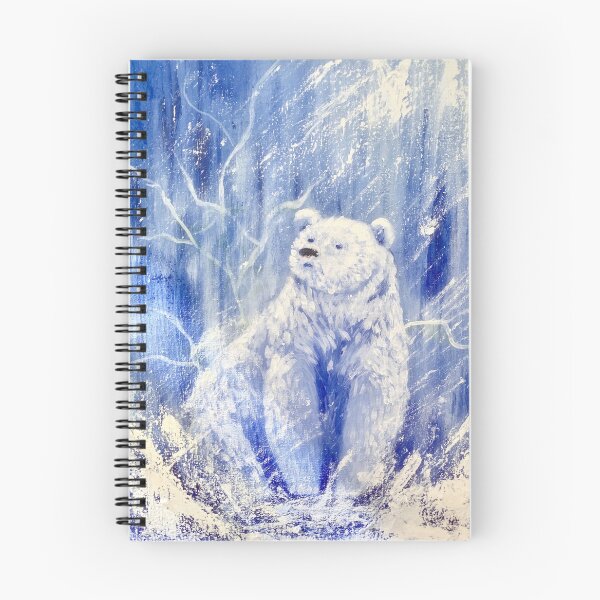 Item preview, Acrylic Painting of Polar Bear in Snowy Winter Forest Landscape designed and sold by lydiacosyart.