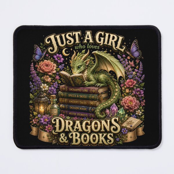 Item preview, Just A Girl Who Loves Dragons & Books | Fantasy Dragon Reader Aestheti designed and sold by Spyshirt.