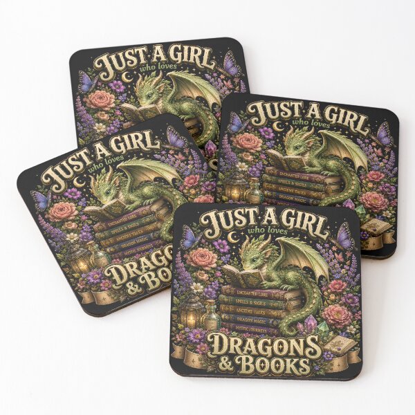 Item preview, Just A Girl Who Loves Dragons & Books | Fantasy Dragon Reader Aestheti designed and sold by Spyshirt.