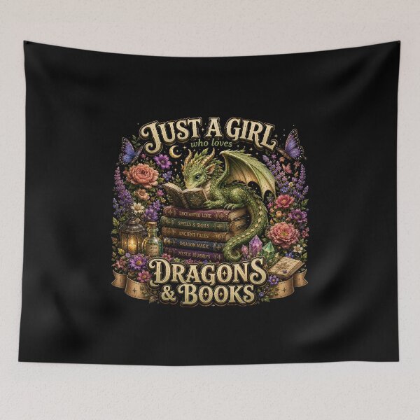 Item preview, Just A Girl Who Loves Dragons & Books | Fantasy Dragon Reader Aestheti designed and sold by Spyshirt.