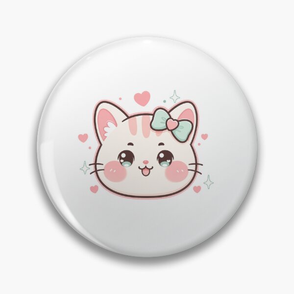 Item preview, Chubby Kawaii Cat Face — Pastel Pink & Mint Phone Case, Sticker & Pin Design designed and sold by Ashley critters.