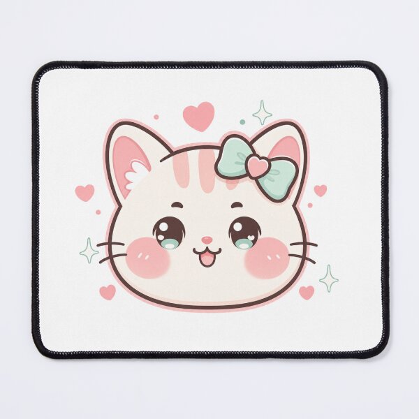 Item preview, Chubby Kawaii Cat Face — Pastel Pink & Mint Phone Case, Sticker & Pin Design designed and sold by Ashley critters.