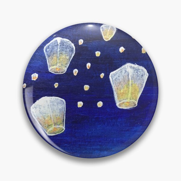 Item preview, Acrylic painting of Chinese lanterns over a summer meadow designed and sold by creaphyl28.