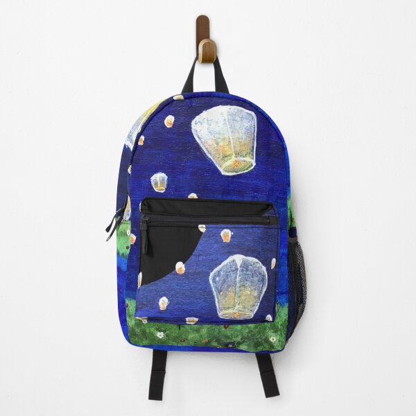 Item preview, Acrylic painting of Chinese lanterns over a summer meadow designed and sold by creaphyl28.