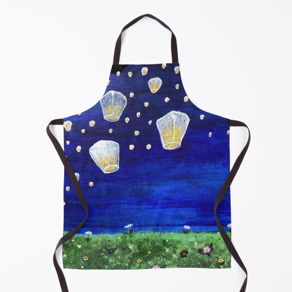 Item preview, Acrylic painting of Chinese lanterns over a summer meadow designed and sold by creaphyl28.