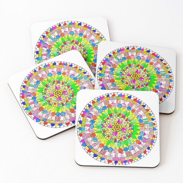 Item preview, Vibrant Summer Mandala Hand Drawn Geometric Art designed and sold by Stitched Stories.