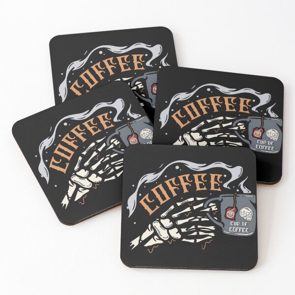 Item preview, Retro Typography Skeleton Hand Coffee Design designed and sold by FlatInkStudio.