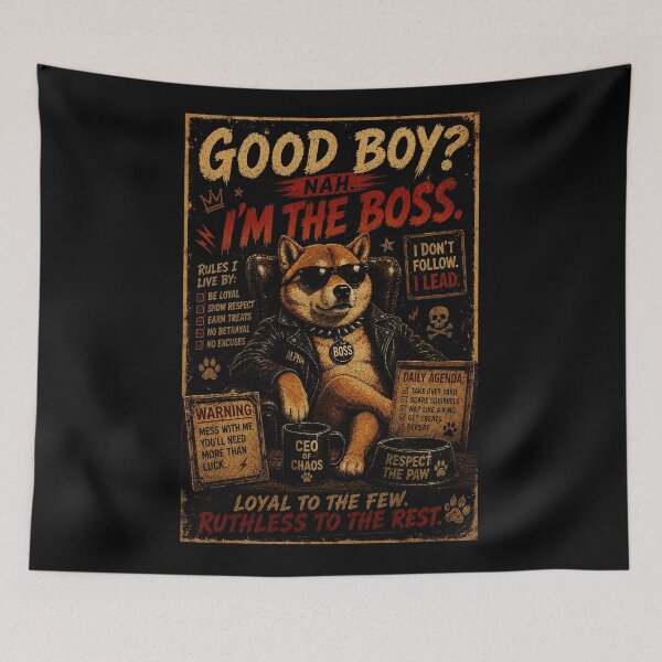 Item preview, Funny Boss Dog Retro Poster With Rebel Shiba Attitude Energy designed and sold by Modaozushi216.