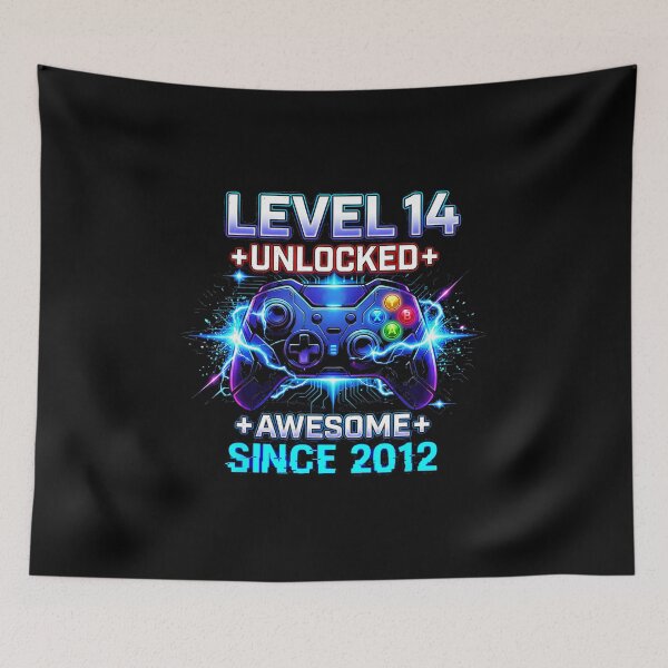 Item preview, Level 14 Unlocked Retro Gamer Birthday with Neon Controller designed and sold by FGTV2021.
