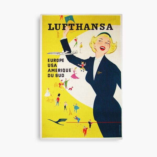 Vintage 1950's German Lufthansa Canvas Print