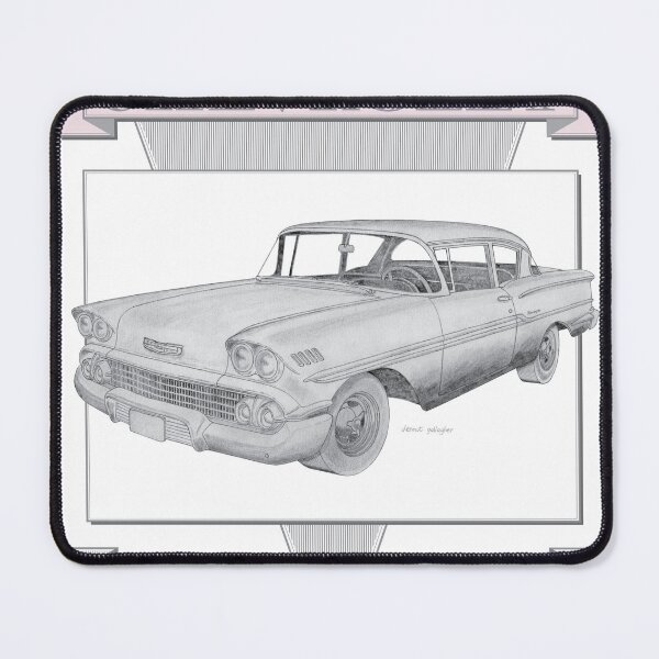 Item preview, Chevrolet Biscayne 1958 Sedan Hand-drawn designed and sold by Classic Car Art Drawings.