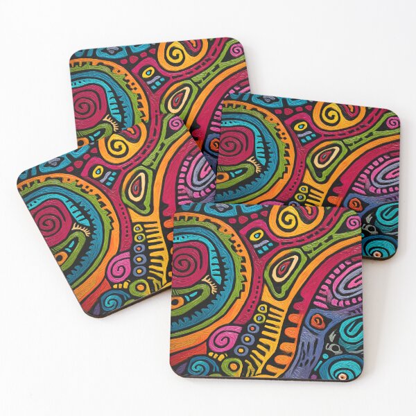 Item preview, Abstract Australian Aboriginal Tribal Art Colorful Wall Painting designed and sold by GrinGalore.