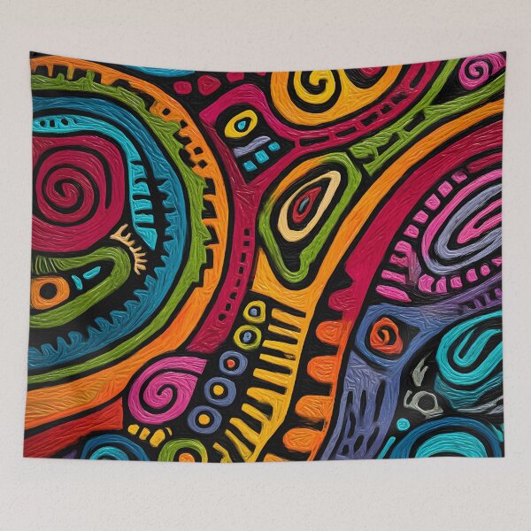 Item preview, Abstract Australian Aboriginal Tribal Art Colorful Wall Painting designed and sold by GrinGalore.