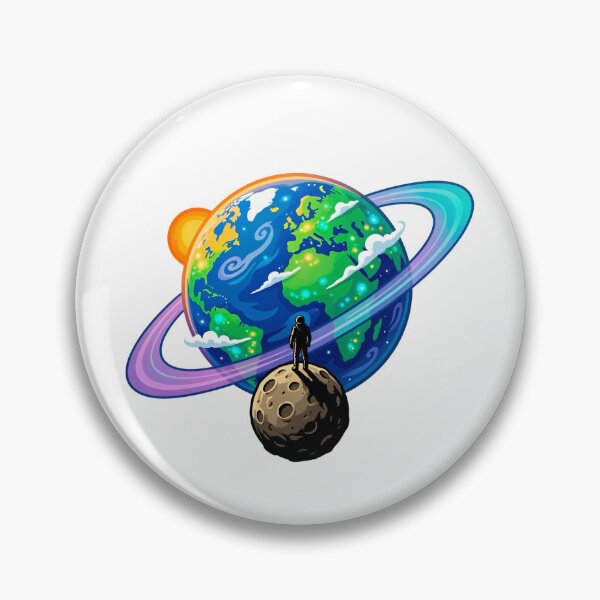 Item preview, Astronaut Standing on Moon Viewing Ringed Earth in Space designed and sold by Chaoscience.