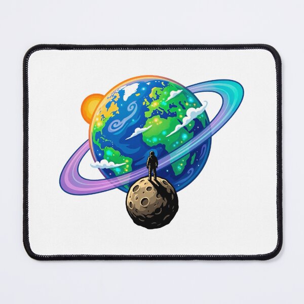 Item preview, Astronaut Standing on Moon Viewing Ringed Earth in Space designed and sold by Chaoscience.