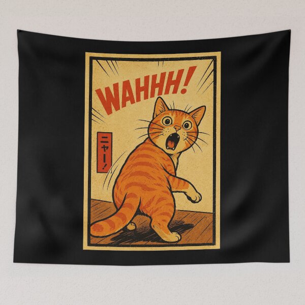 Item preview, Funny Orange Cat Reaction Poster with Vintage Manga Panic Style designed and sold by ferminhays.