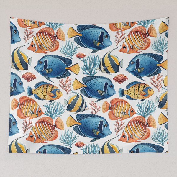 Item preview, Coral Reef Saltwater Ocean Fish Pattern designed and sold by Tammy Winand Arts.