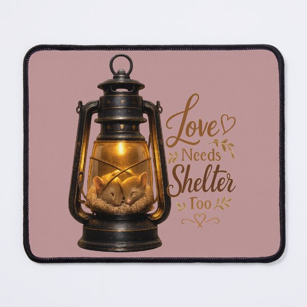 Item preview, Love Needs Shelter Too, Cozy Romantic Mouse Art, Cottagecore Love Design designed and sold by JagrDesigns.