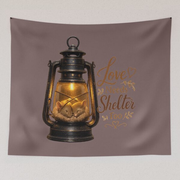 Item preview, Love Needs Shelter Too, Cozy Romantic Mouse Art, Cottagecore Love Design designed and sold by JagrDesigns.