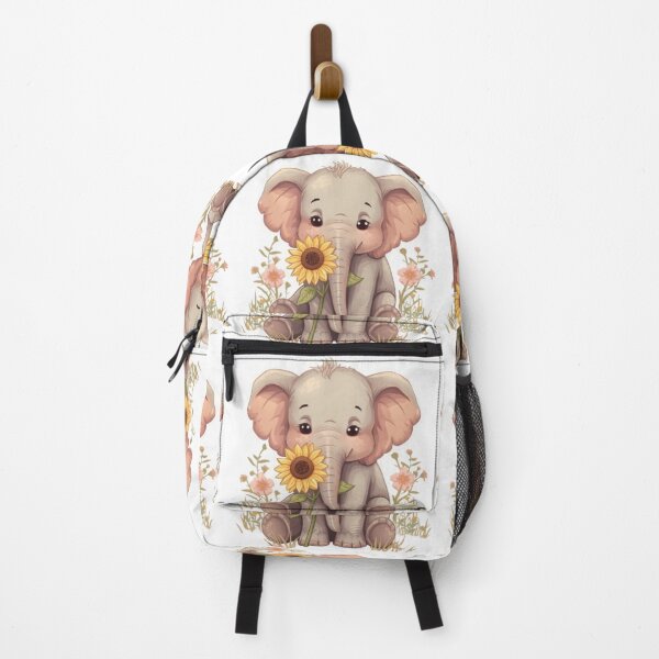 Item preview, Cute Elephant Holding Sunflower: Pastel Warm Tone designed and sold by DigitfanStudio.