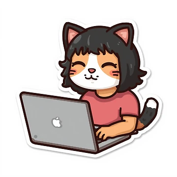 Artwork thumbnail, Cute Pixel Cat Programmer Coding Sticker by Gulele7