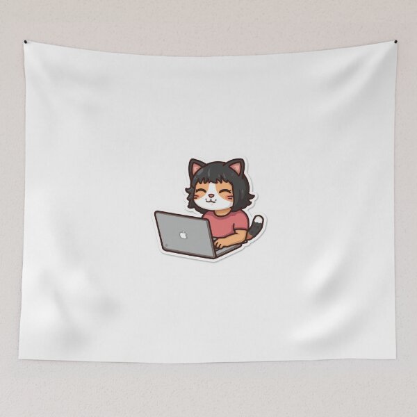 Item preview, Cute Pixel Cat Programmer Coding Sticker designed and sold by Gulele7.