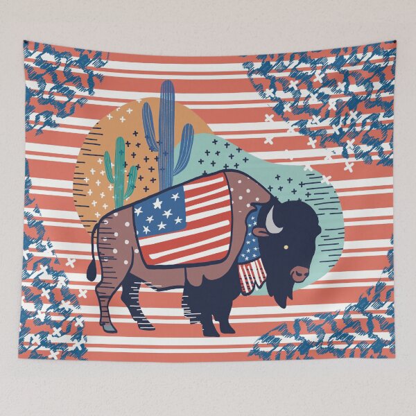 Item preview, American Flag Buffalo in the Desert designed and sold by IvysCreativityHouse.