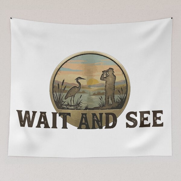 Item preview, Wait And See - Vintage Heron Birdwatching Nature Emblem designed and sold by ArcApparel2020.