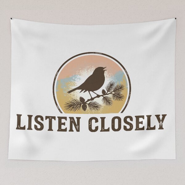 Item preview, Listen Closely - Retro Robin Bird on Branch Morning Art designed and sold by ArcApparel2020.