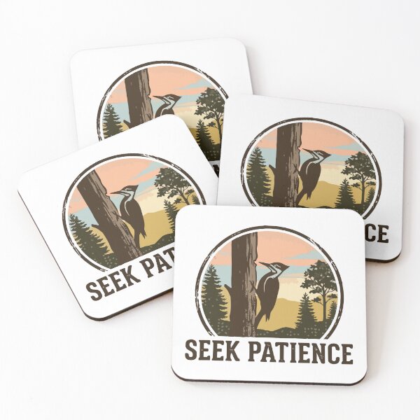 Item preview, Seek Patience - Woodpecker Forest Vintage Birding Badge designed and sold by ArcApparel2020.