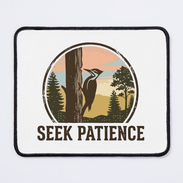 Item preview, Seek Patience - Woodpecker Forest Vintage Birding Badge designed and sold by ArcApparel2020.