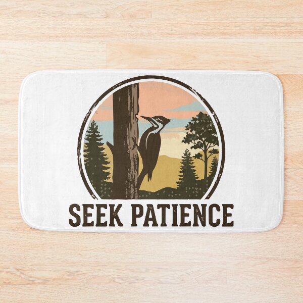 Item preview, Seek Patience - Woodpecker Forest Vintage Birding Badge designed and sold by ArcApparel2020.