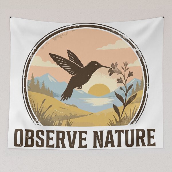 Item preview, Observe Nature - Vintage Hummingbird Morning Floral Circle designed and sold by ArcApparel2020.