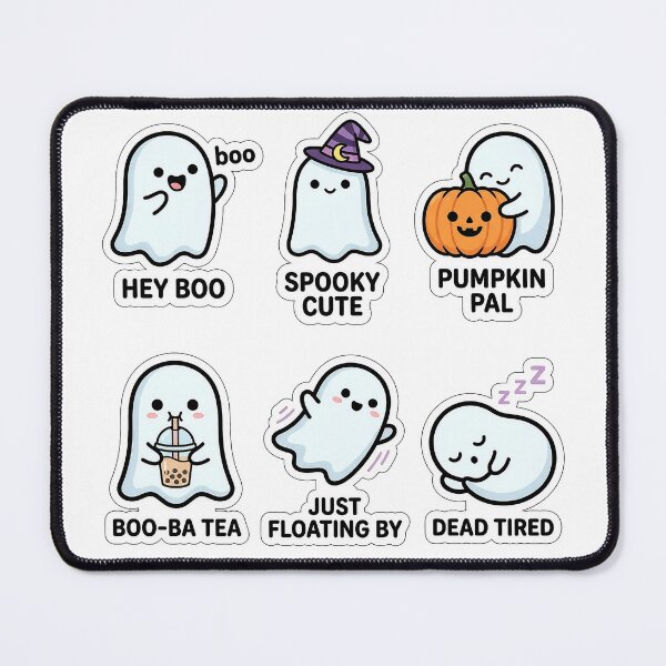 Item preview, Kawaii Happy Ghost Sticker Pack - Cute Spooky & Boo Puns designed and sold by SimpleP.